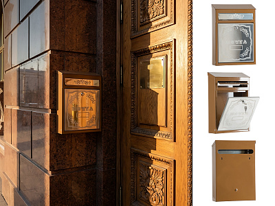 Почтовый ящик Элит дизайнерский коричневый с лазерной гравировкой